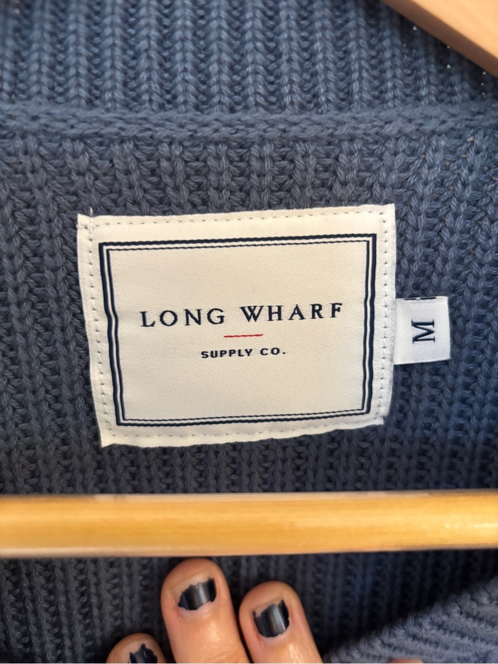Long Wharf Women Fisherman Sweater Size Medium Crew Rib Minimalist Blue Chunky - Picture 2 of 7